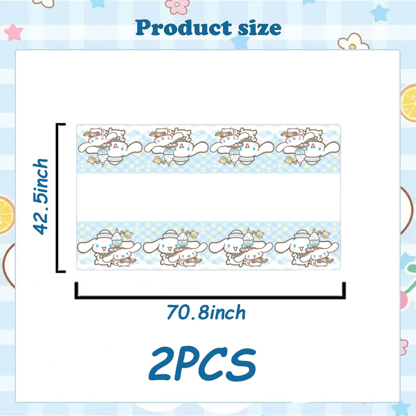 MUSNOW 2Pack Cinnamoroll Tablecloth Disposable Tablecloth Birthday Party Supplies and Decorations for Kid Boy Baby Shower Rectan