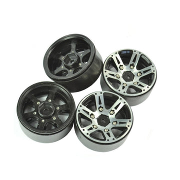 LAFEINA 1:10 Scale RC Crawlers Metal Alloy 1.9 Inch Beadlock Wheel Rim with 6 Spokes for 1/10 RC Rock Crawler Axial SCX10 CC01 D