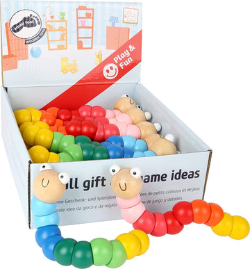 Small Foot Wooden Toys Baby Caterpillar Wood Flexible Motor Skills Training Toy Assorted 14Piece Display Designed For Children 1