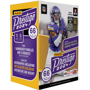 2024 Panini Prestige Football Nfl Blaster Box With 66 Trading Cards & 6 Toploaders & Streetcards Magnet!