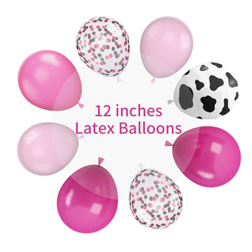 Cow Balloons, 12 Inch Pink Cow Print Balloon Hot Pink Pastel Pink Confetti Pink Helium Latex Balloons For Birthday, Girls, Cow P