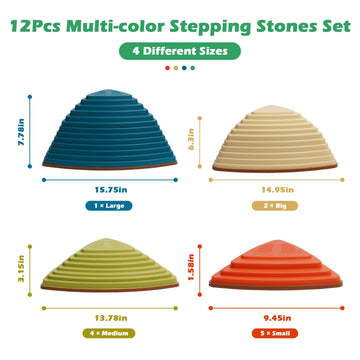 Arkyomi 12Pcs Stepping Stones For Kids Anti-Skidding Stepping Stones Set Balance Blocks Indoor & Outdoor Fitness Equipment Promo