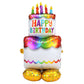 Anagram Birthday Cake Foil Balloon, 53" Multicolor Mylar, Model 10234701, Pack of 1