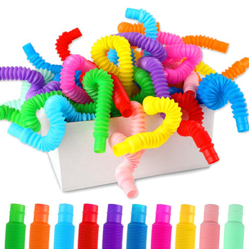72Pack Pop Tubes, Fidget Sensory Toys Party Favors For Kids 4-8 8-12 Anxiety Stress Relief Toys Treasure Box Prizes Goodie Bag S