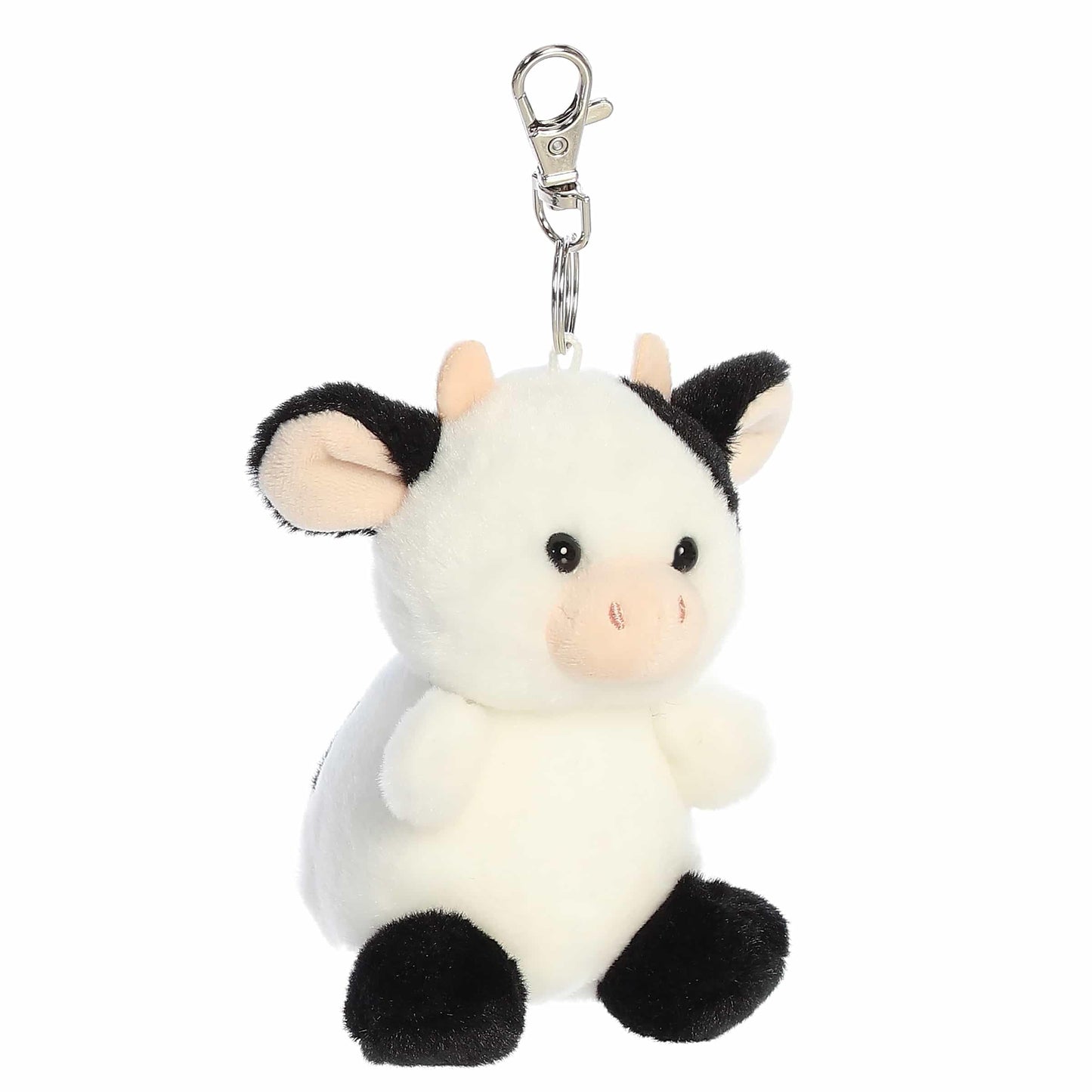 Aurora Adorable Palm Pals Sweetie Cow Clip-On- Fun Collectible Plush For Kids and mature-themed Collectors - Perfect For Backpacks and Birthday Gifts - White 4 Inches
