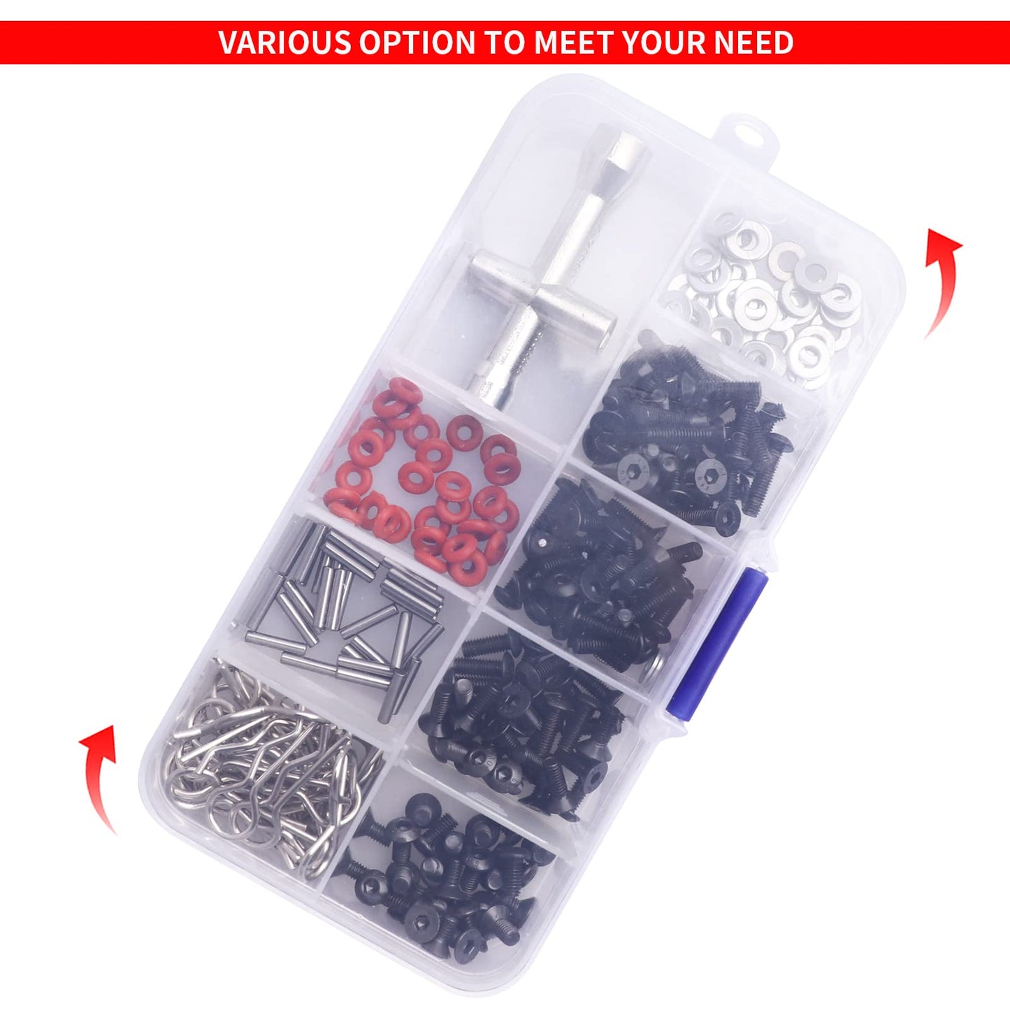 241pcs RC Screws Kit M3 Hex Screw & Screw Tray Repair Tool Hardware Fastener Set for RC Hobby Universal Accessories for Traxxas