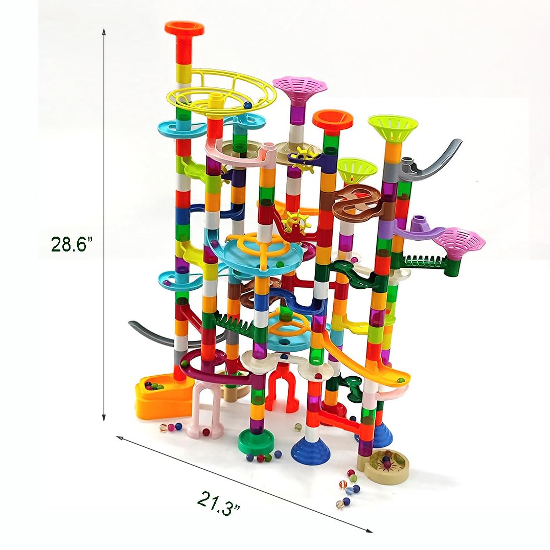 Marble Run - 200Pcs Marble Maze Game Construction Building Toy, Marble Race Set With 30Pcs Glow Marble Steam Building Toys Gift For Kids (Marble Run-200)