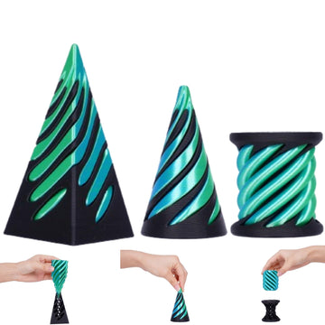 Gencokok 3Pcs Impossible Cone Pyramid, 2024 New 3D Printed Spiral Cone Fidget Toy, Impossible Pyramid Passthrough Sculpture For