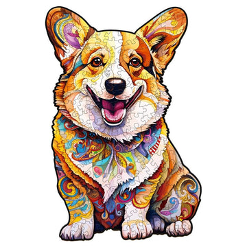 Jigfoxy Wooden Puzzles for mature-themeds  Clever Corgi Wood Puzzles mature-themed  Unique Animal Shape Wooden Jigsaw Puzzles  Birthday Gifts for Puzzles Lovers Family Friend (L-13.3 * 8.8in-220pcs)