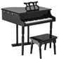 Goplus 30-Key Classical Kids Piano, Mini Grand Piano Wooden Learn-To-Play Musical Instrument Toy With Bench, Piano Lid, Music Rack, Gift For Boys Girls Aged 2+ Baby Tollder(3 Straight Leg-Black)