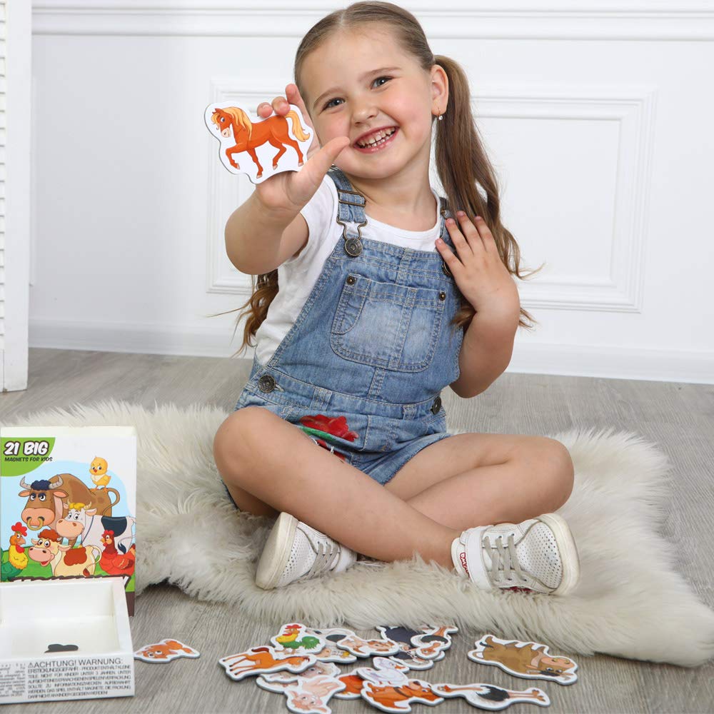 21 Fridge Magnets For Toddlers Magdum - Farm Family Kids Magnets For Fridge - Toddler Magnets For Refrigerator - Magnetic Animal