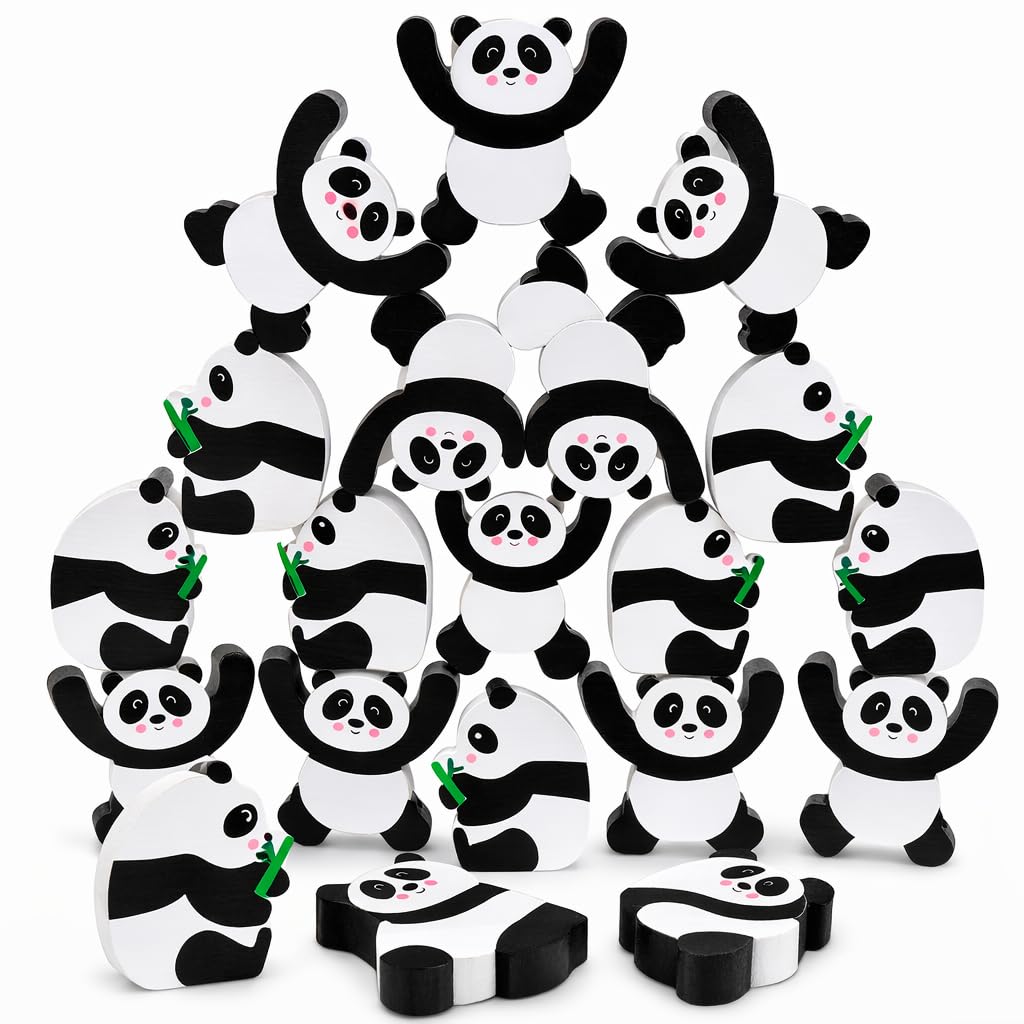Panda Balance Stacking Game For Kids 3+, Wooden Animal Balancing Toy, Educational Montessori Stacking Puzzle For Fine Motor Skil
