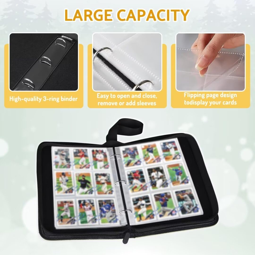 Bebomne Basketball Card Binder Holder 900 Pockets with 50 Removable Sleeves  Portable Sports Trading Cards Binder Album Collector Organizer Protectors with Zipper Waterproof