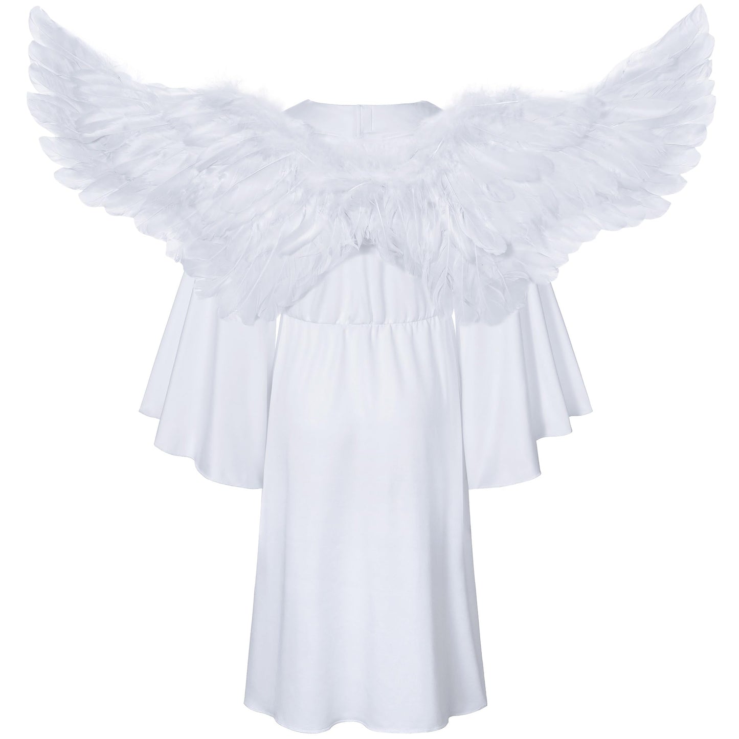 Irtysh Kids Angel Costume With Angel Feather Wings Headband Wand Set For Girl'S Halloween Birthday Cosplay(5-6Years)