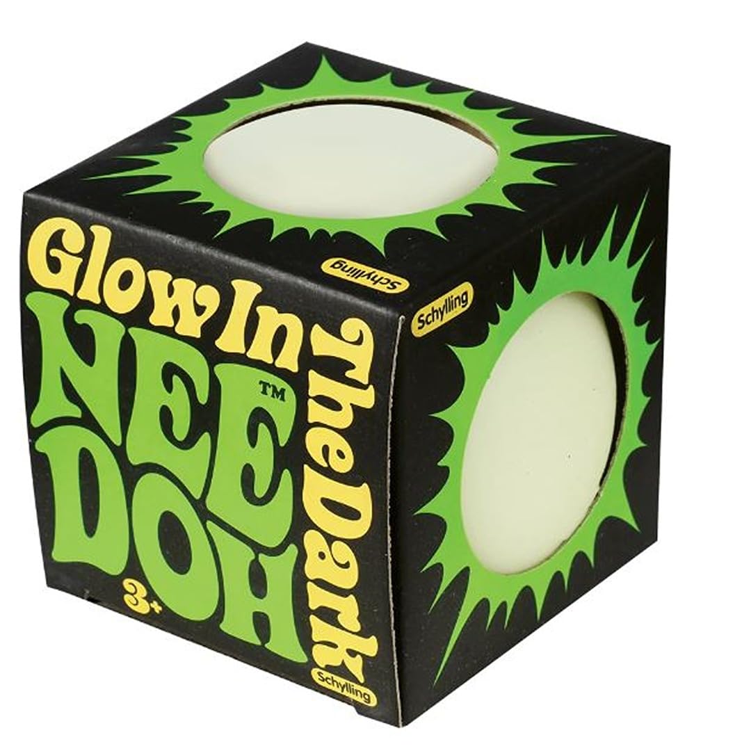 Schylling Needoh Glow In The Dark The Groovy Glowing Glob - Squishy, Squeezy, Stretchy Stress Balls - Set Of 2