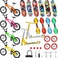 Skylety 31 Pieces Mini Finger Toys Set For Boy Girl Includes 6 Finger Skateboards, 4 Bikes, 2 Mini Scooters 4 Swing Board 8 Matched Wheels 7 Tool Accessories Educational Toy Party Favor(Cool)