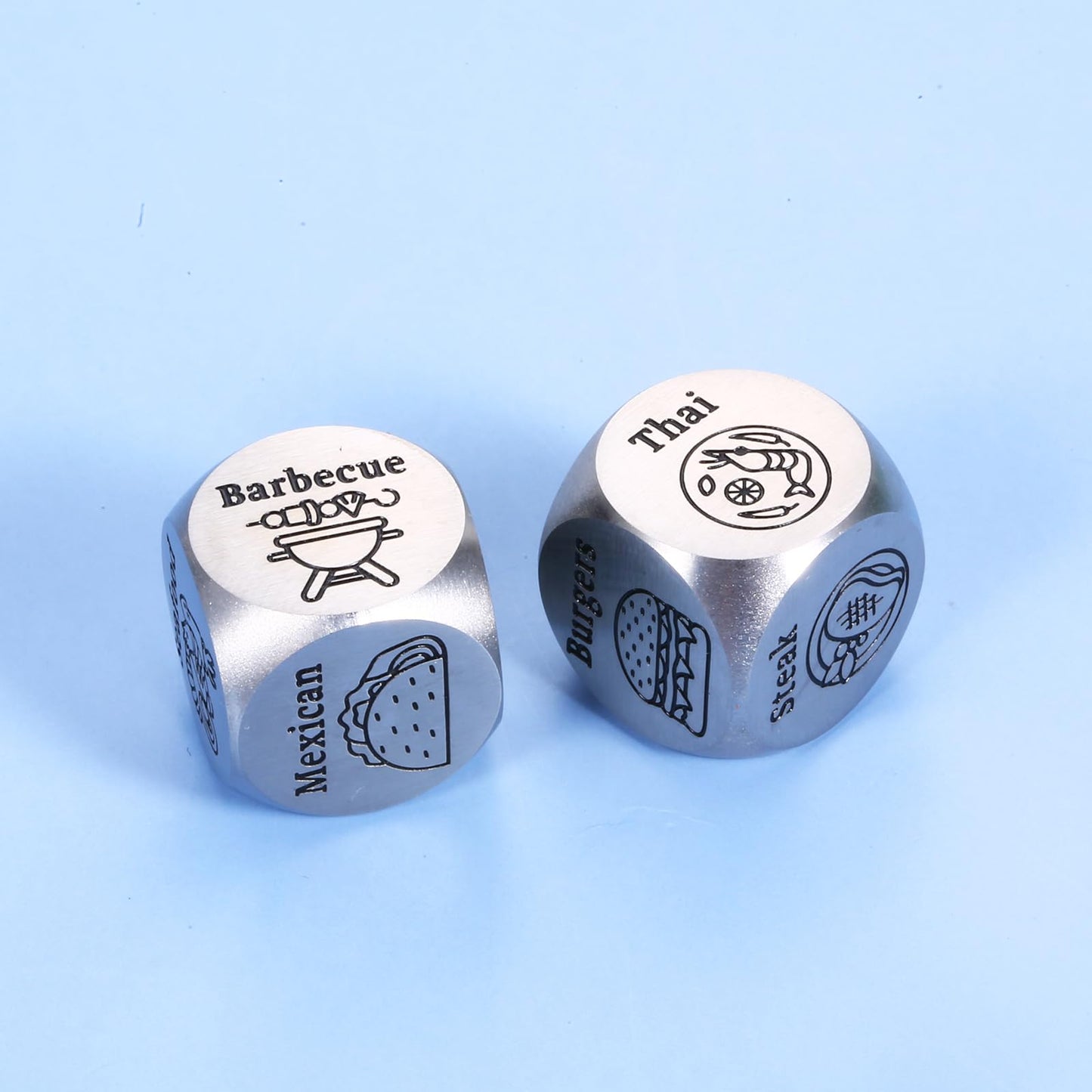 White Elephant Gifts for mature-themeds 2PCS Food Decision Dice Date Night Ideas Guy Gift for Him Her 11th Anniversary Steel Gifts Stocking Stuffers for Men Women