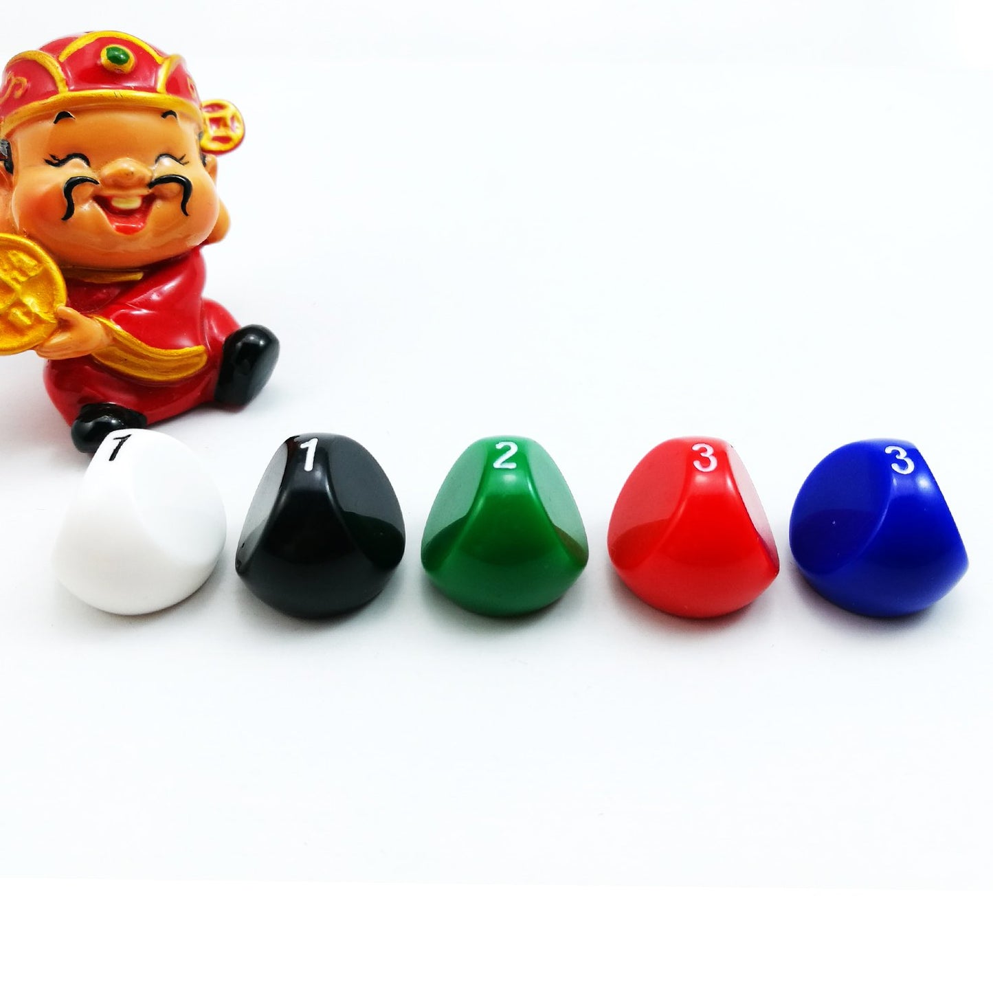 BESCON DICE Polyhedral D3 Gaming Dice - 3-Sided, Assorted Colors, 4 cm, 5-Piece Set