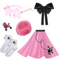 1950S Girls Poodle Skirt Dress Up Kit, Bobby Sock,Chiffon Scarf, 50S Costume Outfit For Kids Toddler (Pink, 7-10 Yrs)