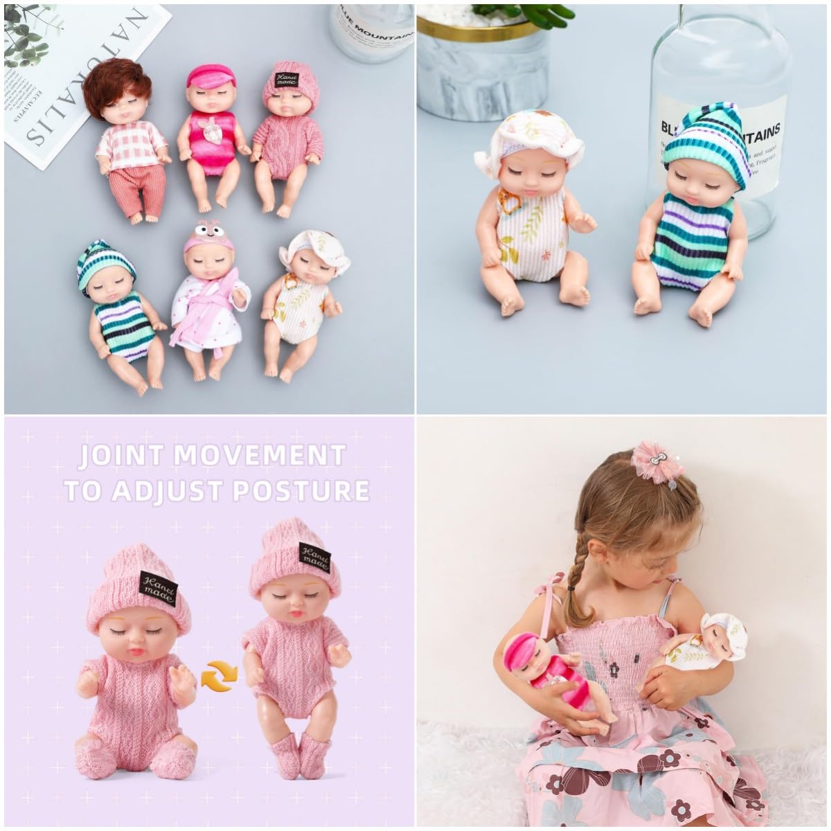 Tisden 4 Inch Mini Baby Dolls 6Pcs Set Cute Realistic Baby Dolls Toys With Handmade Doll Clothes For Suitability Kids 3 And Up H