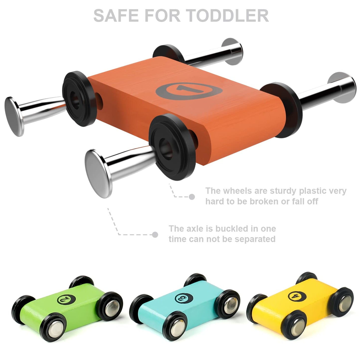 TOP BRIGHT Wooden Race Track Car Ramp for Toddlers - 4 Mini Cars, Toddler Race Track, Ramp Racer Suit, Ideal Gifts for 1-2 Year Olds