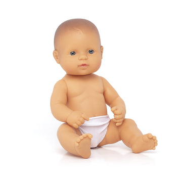 Miniland Doll 12 5/8'' Caucasian Boy (Polybag) - Made In Spain, Anatomically Correct, Quality, Inclusion