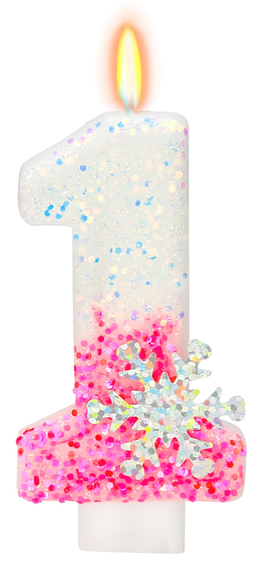 Frozen Themed Birthday Candles, Number 1 Snow Birthday Candle for Party Supplies, Frozen Birthday Party Supplies, 2.76 inch 1st 