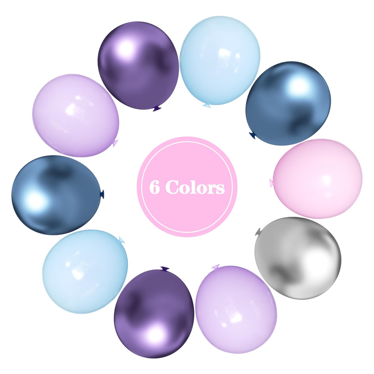 Renjiro Purple And Blue Balloons 60Pcs 12 Inch Blue Purple Silver Pink Latex Balloons Fit For Frozen Balloons Birthday Decor Gir
