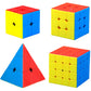 Cfmour Speed Cube Set - Moyu Meilong 2X2 3X3 4X4 Pyramid Cube Bundle | Stickerless Magic Cubes With Smooth Turning | Birthday Pa