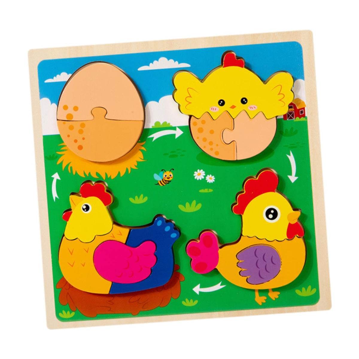 Merishopp Wood Puzzle Gifts Portable Hands On Learning Fine Motor Skills Jigsaw Puzzle Chick|Baby|Toys For Baby|Developmental Ba