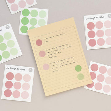 Monolike Circle Stickers - See Through Dot Stickers Medium Size Set, 12 Type Stickers 36 Sheets
