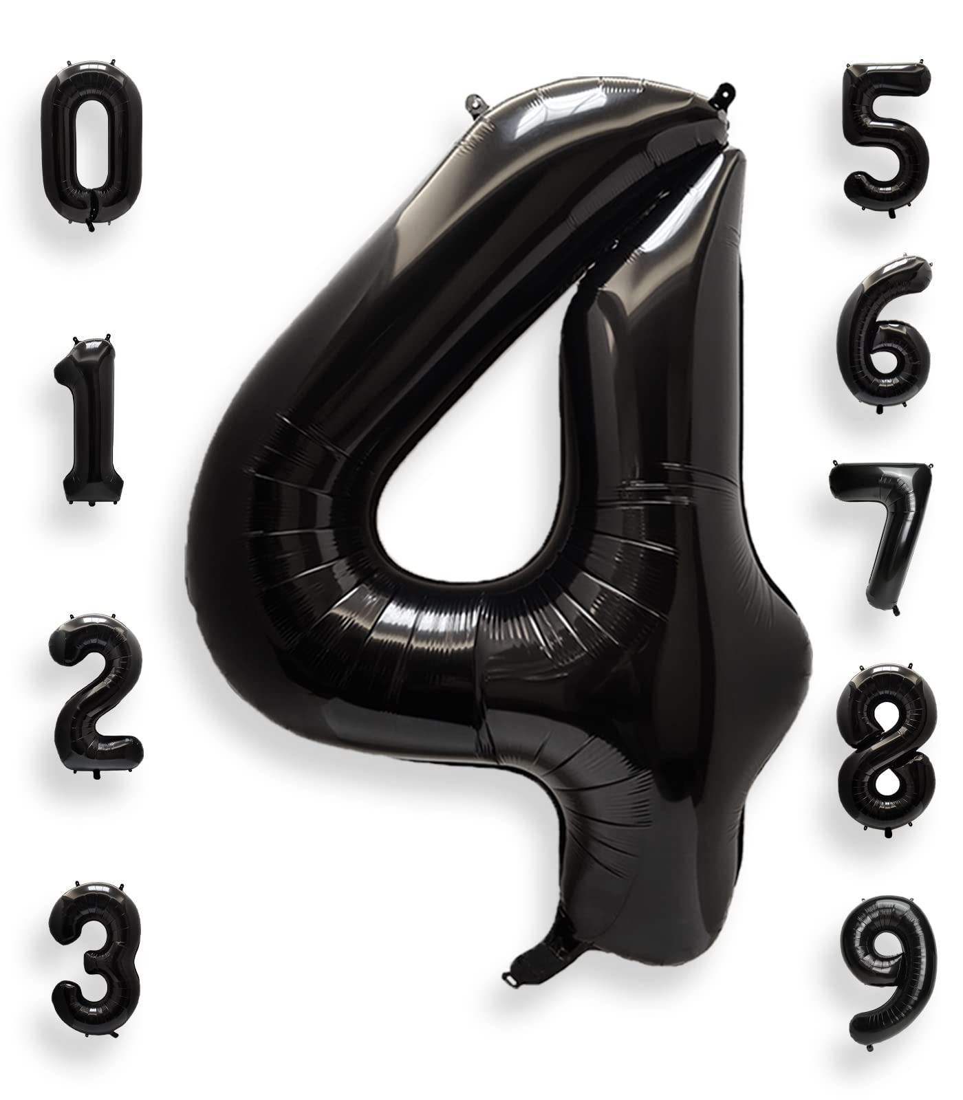 Aule 40 Inch Big Black 4 Balloon Number Large Foil Helium Number Balloons 0-9 Jumbo Giant Happy 4Th Birthday Party Decorations F