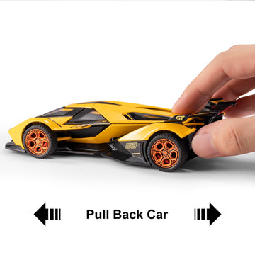 SASBSC Toy Cars for 3+ Year Old Boys Lambo V12 Race Car Toy with Light and Sound Diecast Metal Model Cars for Kids Ages 3-8 Pull