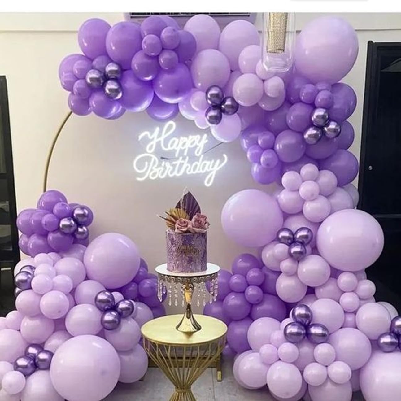 Purple Party Balloons Set, 12Inch Lavender Balloons Pastel Purple Lilac Balloons Purple Metallic Confetti Purple Balloons For Gi