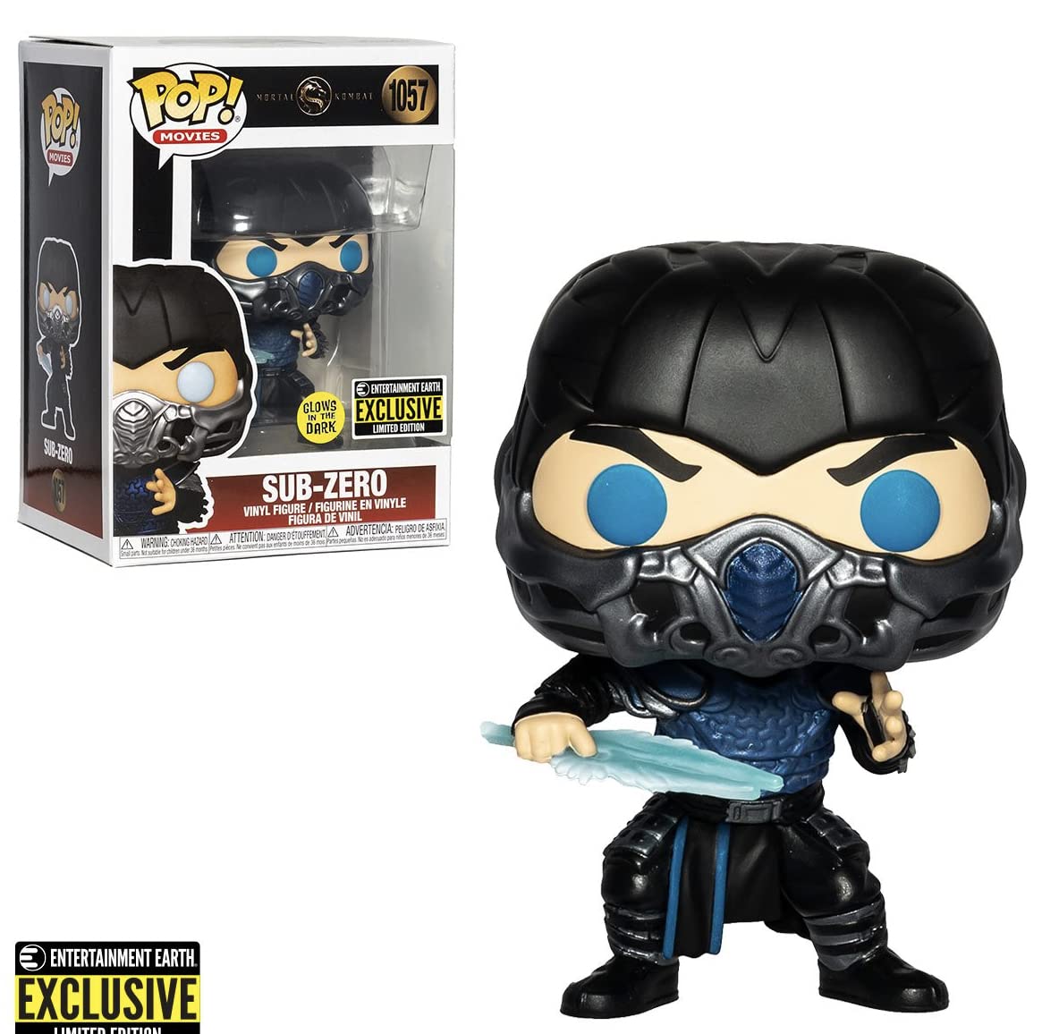 Pop Movies: Mortal Kombat- Sub-Zero Gitd Pop! Vinyl Figure Entertainment Earth Exclusive (Bundled With Ecotek Pop Box Protector