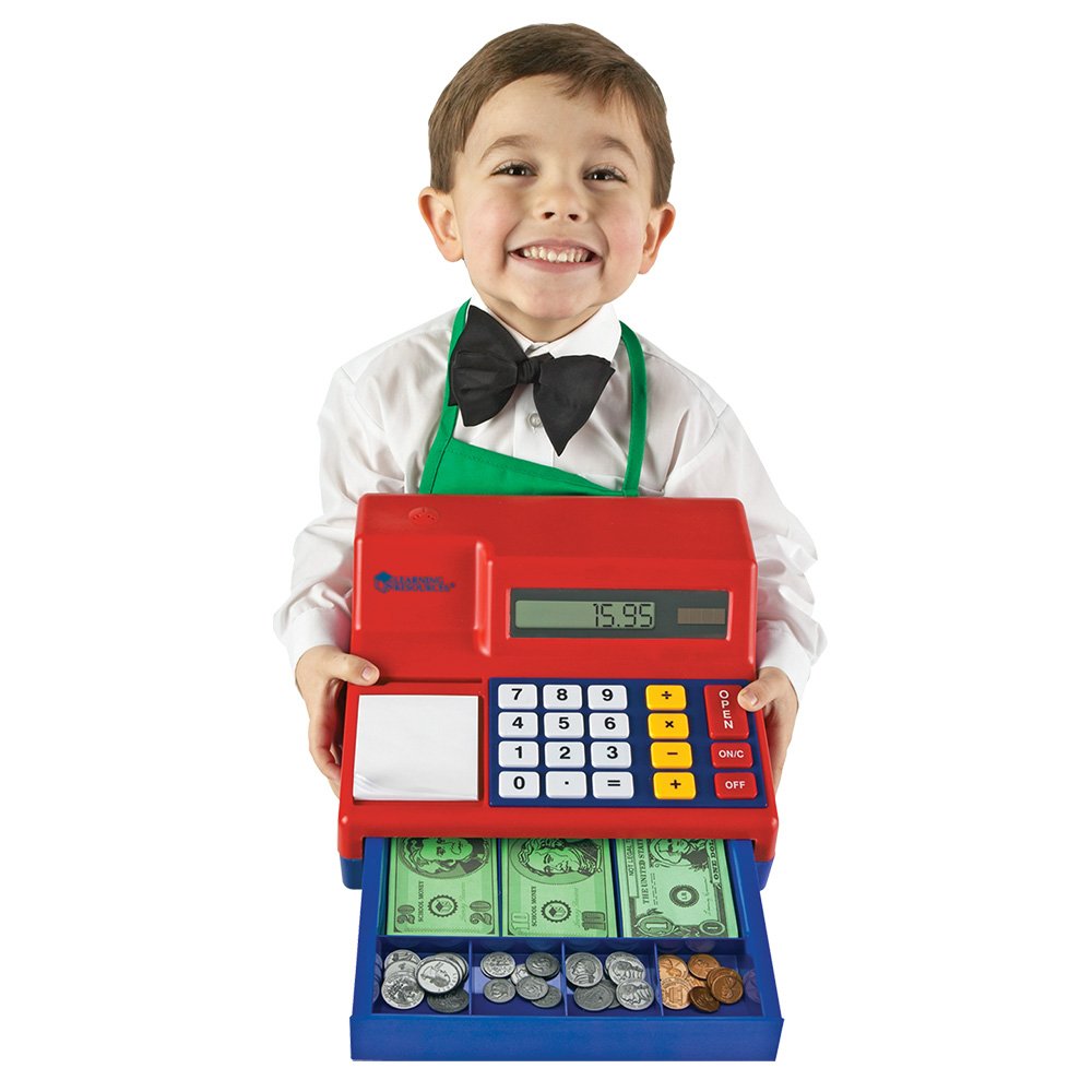 Learning Resources Pretend & Play Calculator Cash Register, 73 Pieces, 5 3/4H x 9 1/2W x 10 1/2D
