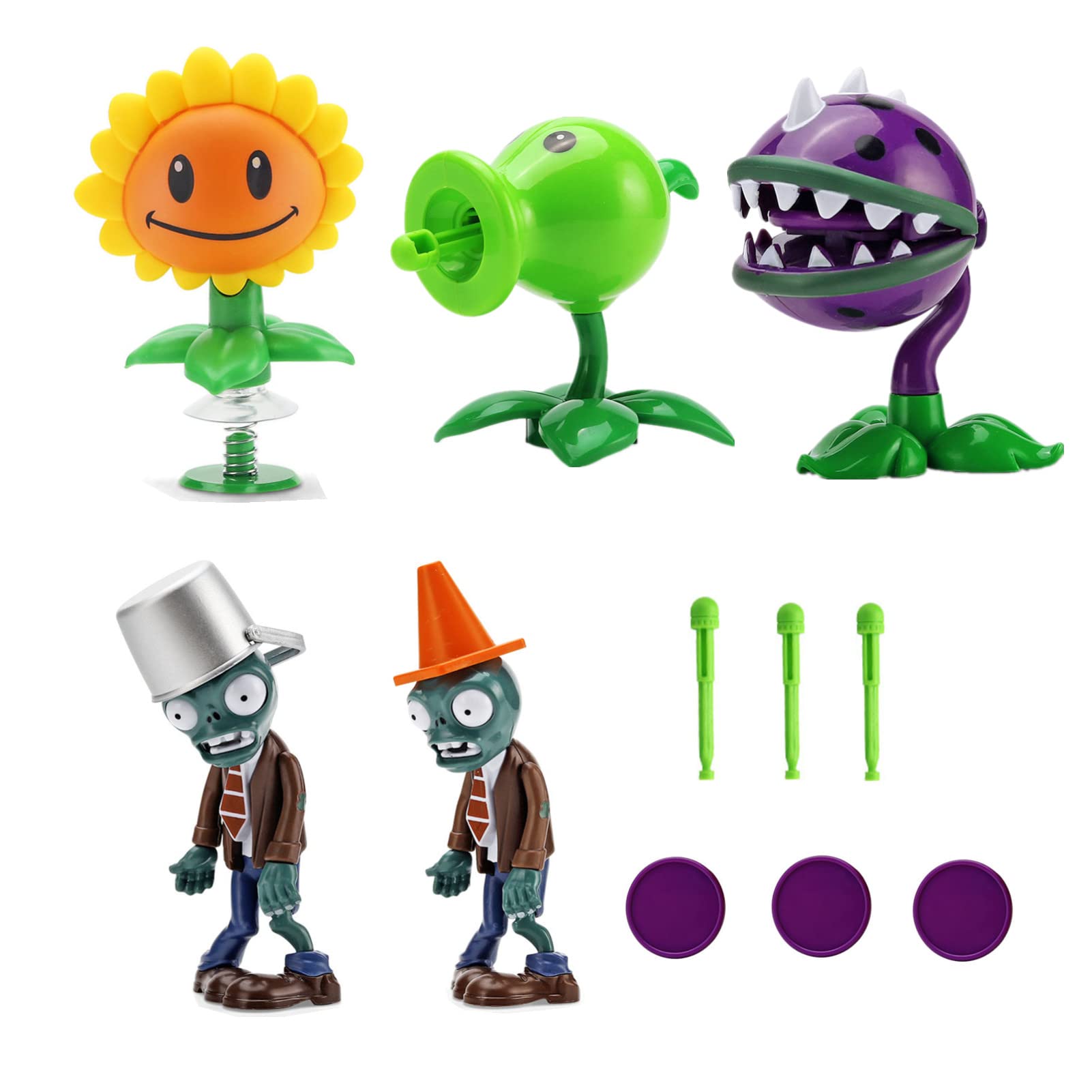 JHESAO 5 PCS Plants and Zombies Toys Action Figures Zombies PVZ Toys Set 1 2 Series Great Gifts for Kids and Fans  Birthday and Christmas Party New