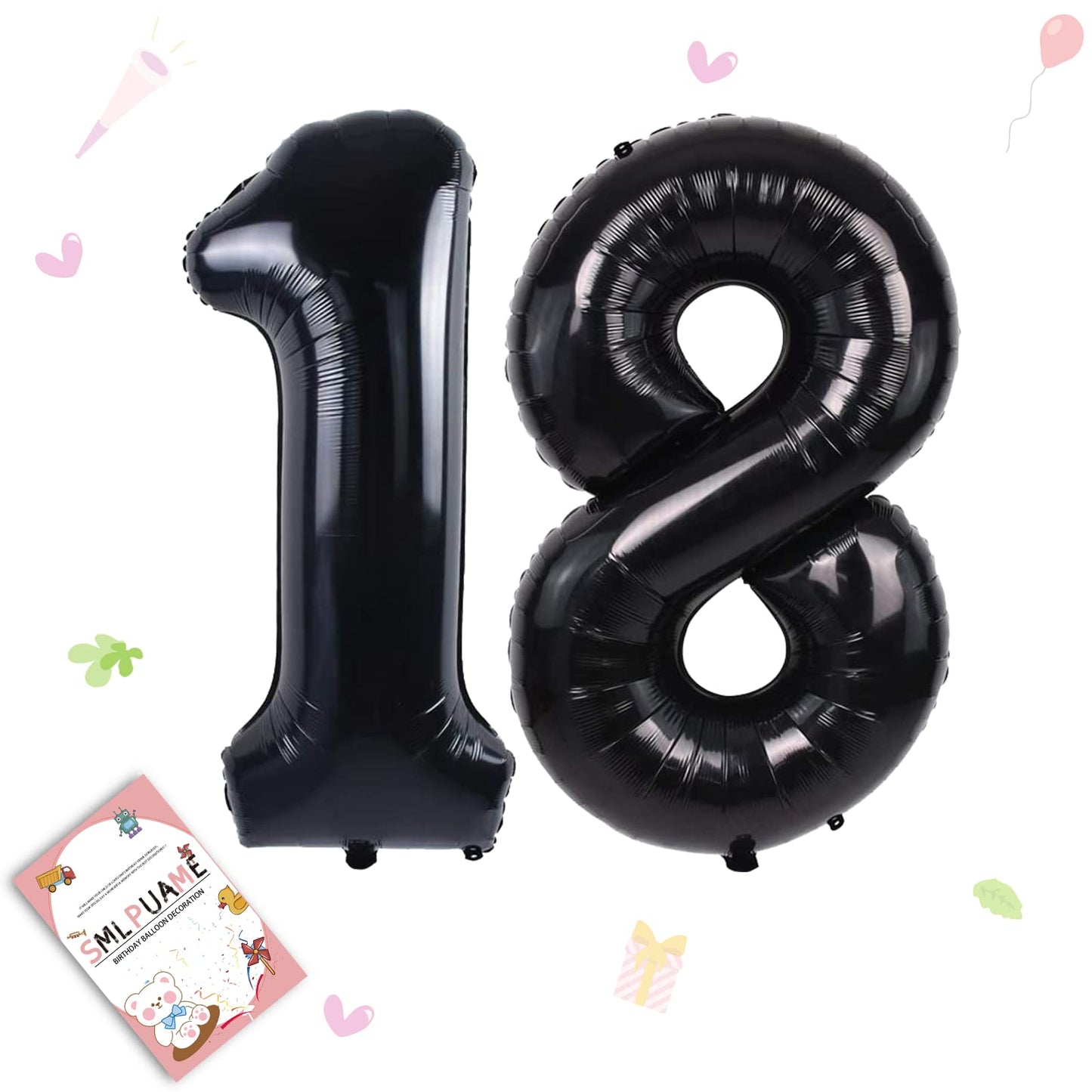 Smlpuame 40 Inch Number Balloon 0-9 Black Large Number 18 Balloons,Digital Balloons For Birthday Party Celebration Decorations S