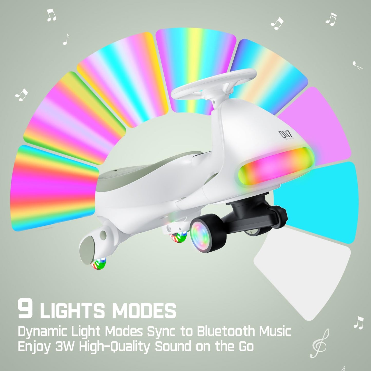 FanttikRide 12V N7 Ultra Electric Wiggle Car with Pedal, Kids Car, MagicMute Motor Swing Car, 2 Speeds, 9 Color Modes, Digital D