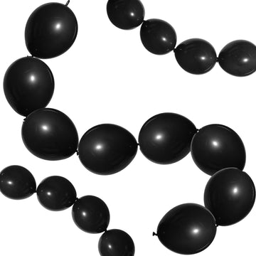 Meanplan 100 Pcs Link Balloon Linking Balloon Latex Linkable Balloons Connected Wedding Party Decoration(Black,12 Inch)