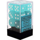 chessex Manufacturing 27605 16 mm Teal With White Numbering D6 Dice Set Of 12