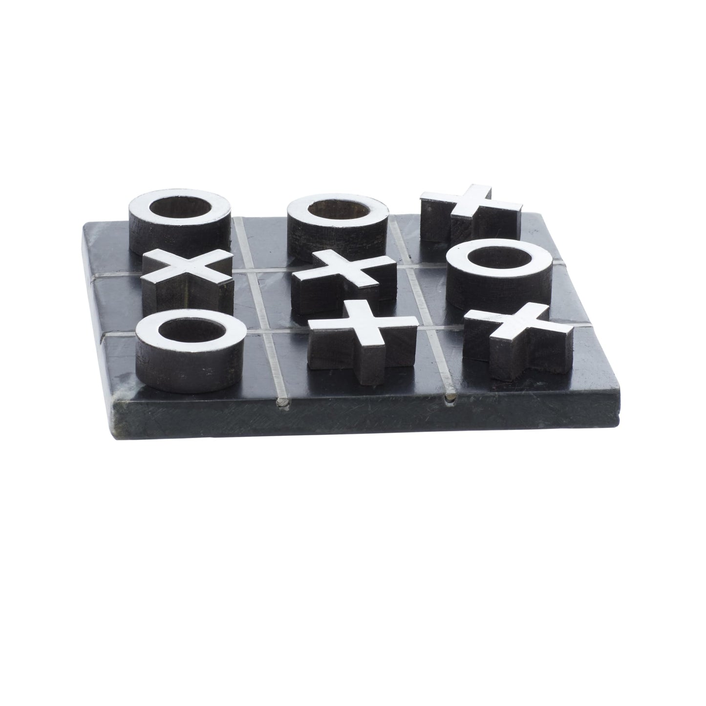 Deco 79 Contemporary Marble Game Set, 6' X 6' X 1', Black