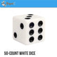 Regal Games 6-Sided Urea Game Dice Set, 50-Count White, Standard 16mm Size, Perfect for Group Events