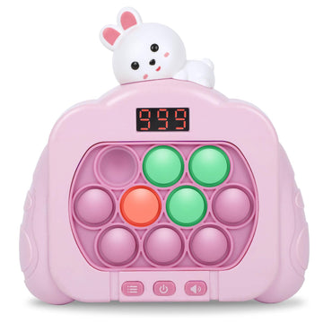 HLXY Quick Push Pop Game Fidget Toy - Upgraded Light Up, 12 Modes, Medium Size, Pink, ABS Material, Ideal for Kids 3-12, Great Gift