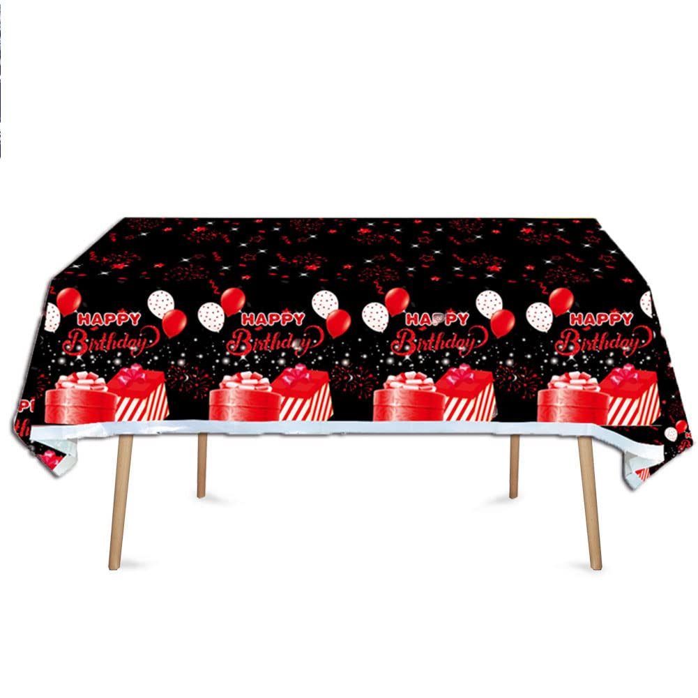 41Pcs Black And Red Party Supplies,Include 20 Plates, 20 Napkin And 1Pcs Tablecloth,Used For Black And Red Birthday Party Decora