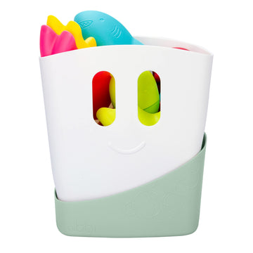 Ubbi Freestanding Bath Toy Organizer Bath Caddy With Removable Drying Rack Bin & Scoop For Toddlers + Baby, Sage