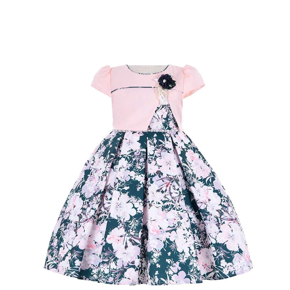 Cosplay Life Floral Dress for Girls and Young mature-themeds Fashion Flower Waistline Kids Party Festival Dress Ages 5-9 Years Old A1 (8yrs  Green)