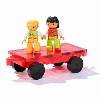 MAGBLOCK 1 Piece Car and 2 Pieces Figures Peoples Set Suitable for Magnetic Blocks Tiles, Expand and Enrich Your Magnet Tiles ST