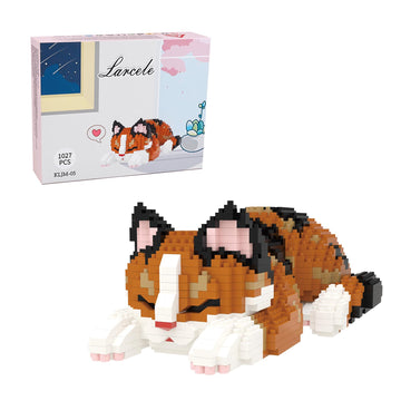 Larcele Micro Building Blocks Set, Diy Mini Building Toy Bricks For Age Over 12 Years, 1027 Pieces Kljm-05 (Tortoiseshell Cat)