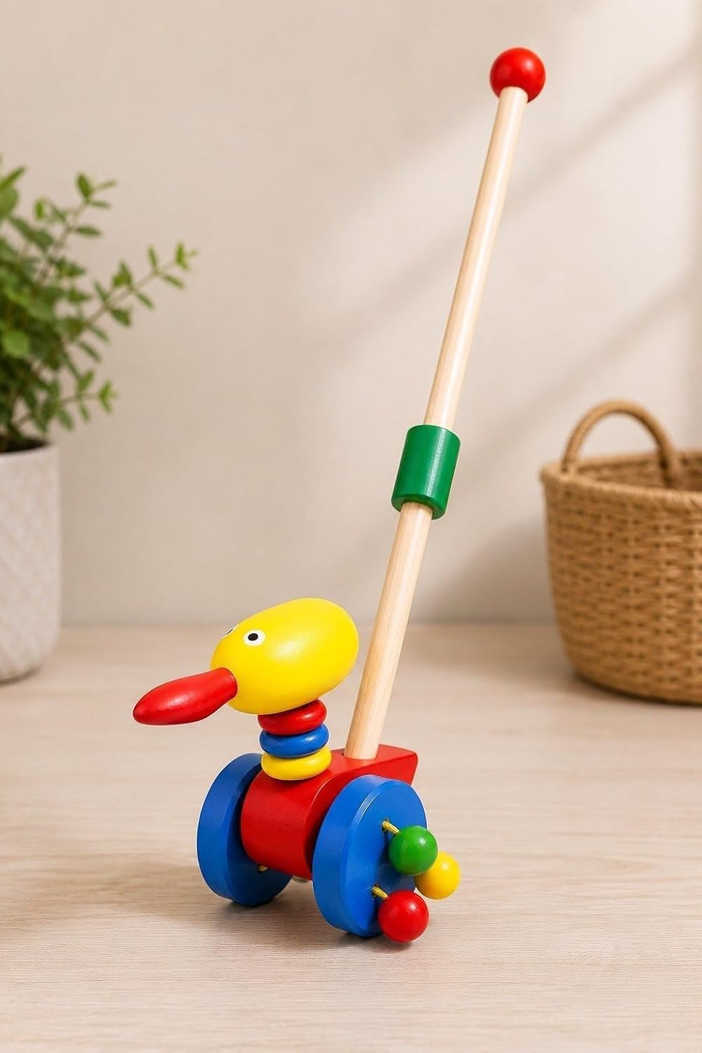 Wooden Duck Push Toy for Kids | Montessori Walking for Toddlers 13 Years | Educational Wooden Along | NonToxic Learning Tool |
